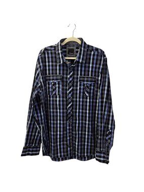 7 Diamonds Plaid Western Style Button Down Shirt Size 3XL